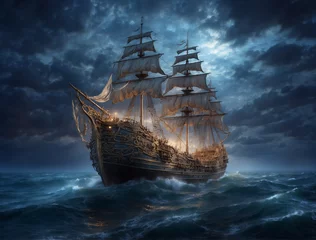 Fotobehang ship in the sea © Amanda