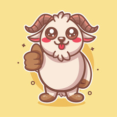 funny goat animal character mascot with thumb up hand gesture isolated cartoon