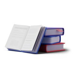 Opened books 3d icon education and student concept