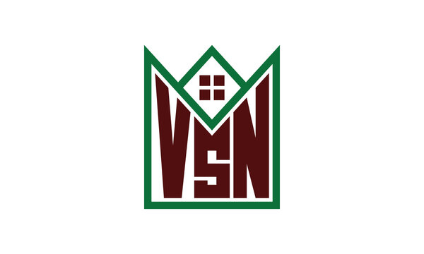 VSN initial letter real estate builders logo design vector. construction, housing, home marker, property, building, apartment, flat, compartment, business, corporate, house rent, rental, commercial