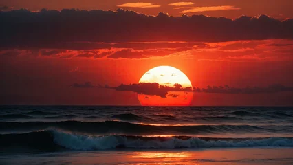 Badezimmer Foto Rückwand Generative AI, sunset over the sea © 형근 최