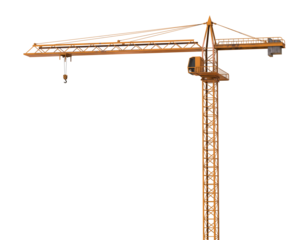 Construction Crane isolated or yellow tower crane isolated on transparency background.