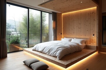 modern wooden style bedroom interior design