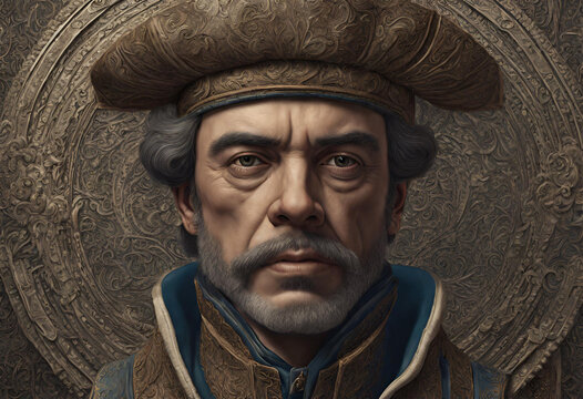 Retrato fict&iacute;cio do navegador Pedro Alvares Cabral.