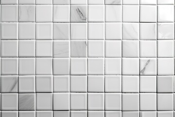 White tile checkered background bathroom floor texture. Ceramic wall and floor tiles mosaic background in bathroom.