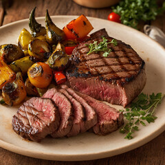 chops and vegetables