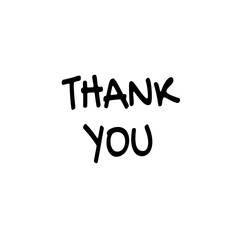 handwriting black Thank you! text on white background.	