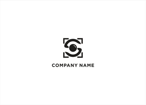 Letter S Camera Photography Logo Design Stock Vector