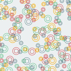 Editable Vector of Outline Style Abstract Bright Colorful Circles Seamless Pattern for Creating Background and Decorative Element