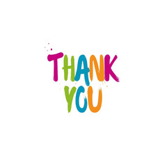 Thank you. colorful text, lettering, on white background Card banner design. Vector	
