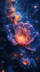 Obraz premium Cosmic Lotus in Star field. Ethereal lotus flower amidst a twinkling star field.