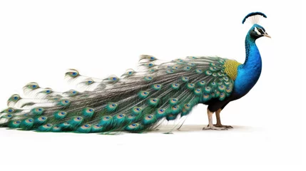 Badezimmer Foto Rückwand Photo of a peacock with a beautiful tail. © andri
