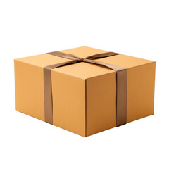 Blank cardboard gift box isolated on transparent background, png