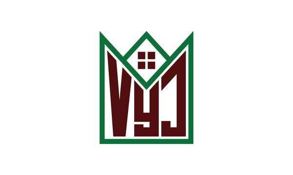 VYJ initial letter real estate builders logo design vector. construction, housing, home marker, property, building, apartment, flat, compartment, business, corporate, house rent, rental, commercial