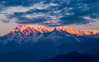 Landscape view of Mount Annapurna range in nepal.