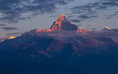 Crédence de cuisine en verre imprimé Annapurna Landscape view of Mount Machhapuchre  range in Pokhara, Nepal.