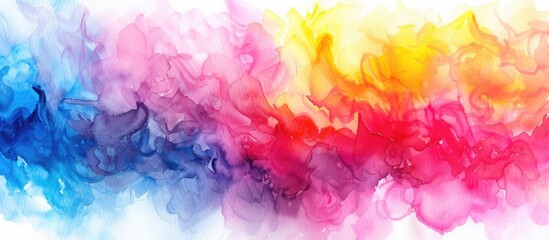 This painting features a vibrant combination of pink, red, blue, and yellow in a dynamic and...