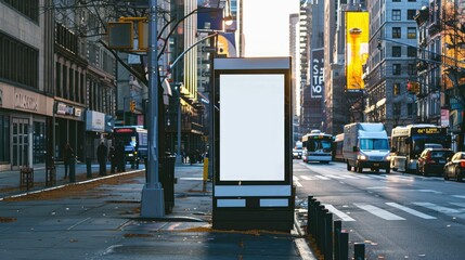 Obraz premium white blank advertising billboard. street mockup panel. digital lightbox poster ad banner board. bus shelter advertising