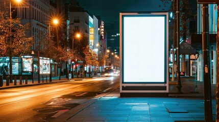 white blank advertising billboard. street mockup panel. digital lightbox poster ad banner board. bus shelter advertising