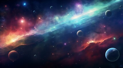 Obraz premium Planets and galaxy, science fiction wallpaper.