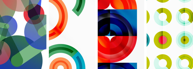 Obraz premium Round geometric elements and circles in background design for wallpaper, business card, cover, poster, banner, brochure, header, website