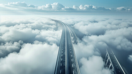  Futuristic Highway Soaring Above the Clouds