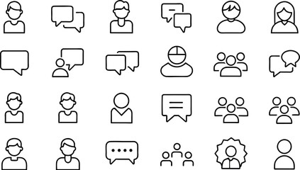 Dialogue, communication, conversation or chatting related editable stroke outline icon 