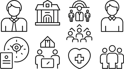 Employee benefit editable stroke outline icons set 