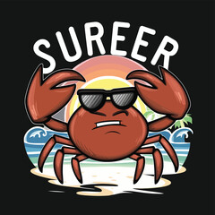 Creative Crabby Surfer Logo for Beachwear