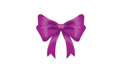 Realistic shiny purple bow vector for decorate your greeting card, brochure or website isolated on white background.