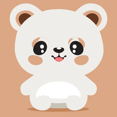 bear grazer white color, vector illustration kawaii