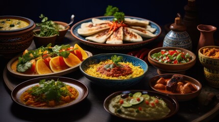 Obraz premium Fresh yogurt fruit salad in a white bowl, placed on a wooden table, and neatly arranged.
