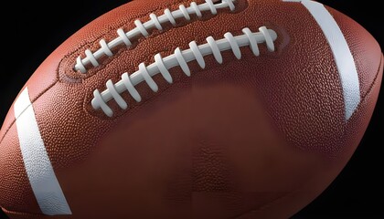 American football ball close up on black background
