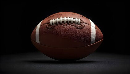 American football ball close up on black background