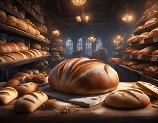 Papier Peint photo Lavable Boulangerie loaf of bread in a bakery