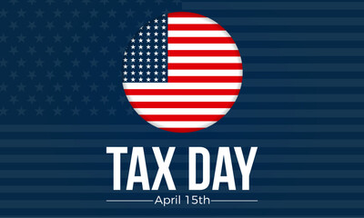 Tax Day celebrated every year of April 15th, Vector banner, flyer, poster and social medial template design. - obrazy, fototapety, plakaty