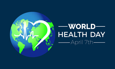 World Health Day Observed every year of April 7, Vector banner, flyer, poster and social medial template design.
