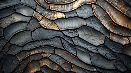 Fototapeta premium The surface of the iron plate is patterned and embossed, with black and yellowish red colors.