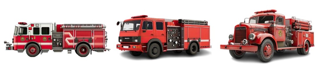 Collection of PNG. Fire truck isolated on a transparent background.