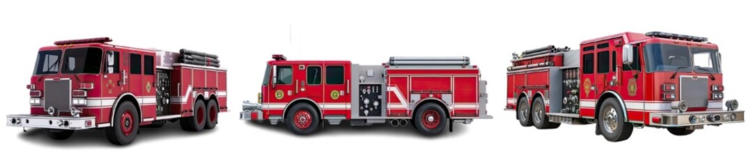 Collection of PNG. Fire truck isolated on a transparent background.