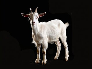 Generative AI : Goat standing up isolated on a white background