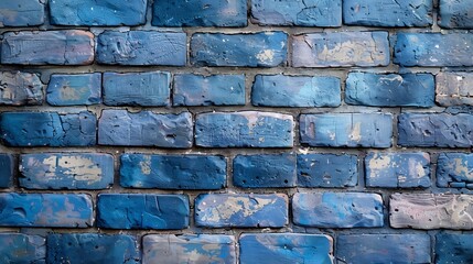 Generative AI : Classic blue brick wall texture close up.