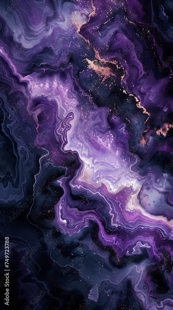 Leinwandbilder Generative AI : a pastel marble stone texture pattern in an array of dark purple and black colors
