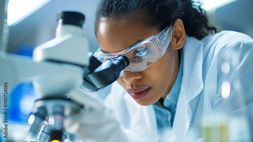 Leinwandbilder generative ai : group of scientist working on study in laboratory for medical research analysis.