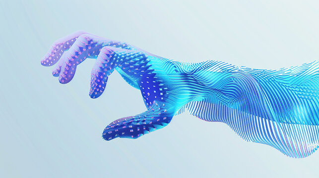 hand entering to digital world, irregular forms.