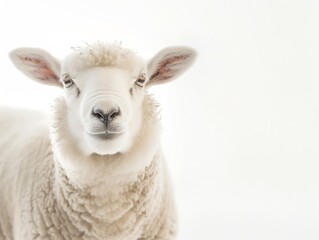 Obraz premium Generative AI : White Sheep look is happy