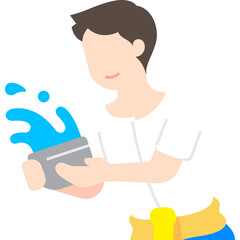 man playing songkran flat icon for decoration, website, web, mobile app, printing, banner, logo, poster design, etc.
