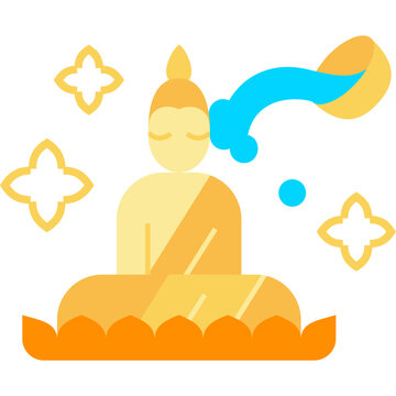 buddha pouring ceremony flat icon for decoration, website, web, mobile app, printing, banner, logo, poster design, etc.
