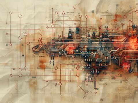 A Faded Circuit Diagram, Representing The Loss Of Knowledge As Technology Rapidly Evolves