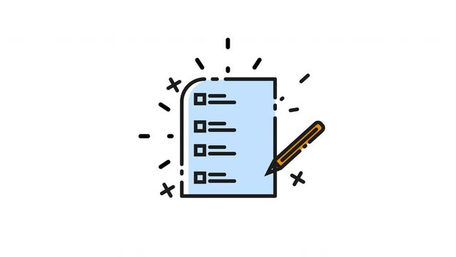Shopping list icon isolated on black background. 4K Video motion graphic animation.